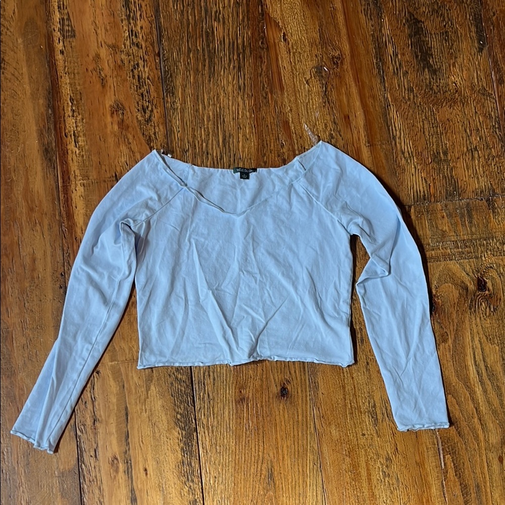 Wild Fable Fitted Blue Long Sleeve Crop Top